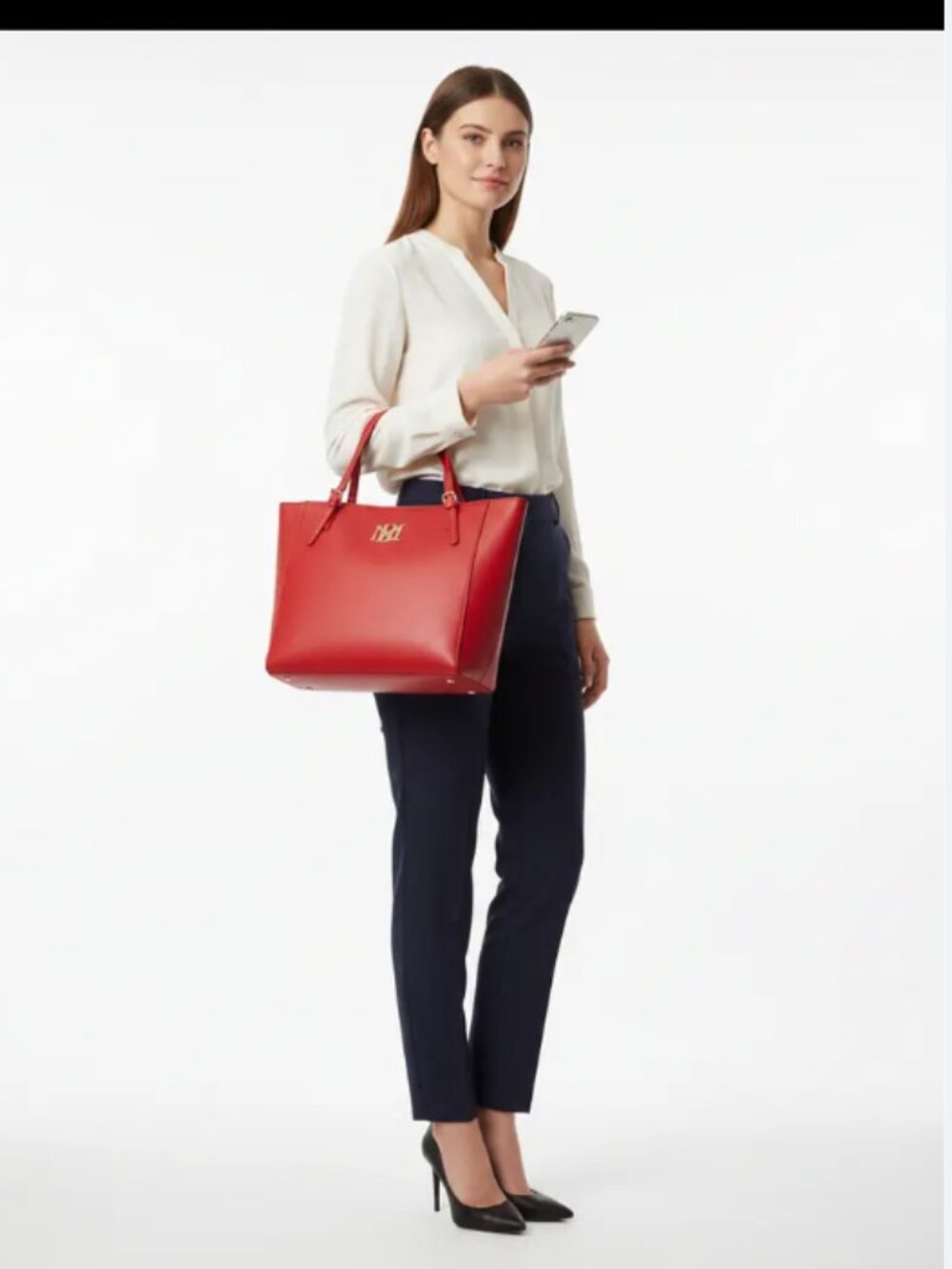 Badgley Mischka Large Tote Vegan Leather Red/Gold NWT - Picture 2 of 10